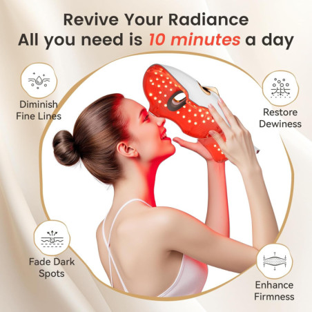 Red Light Therapy Mask for Face & Neck | USB-C LED Infrared Mask
