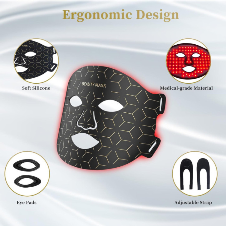 Masque LED Thérapie Lumière Rouge 7-en-1 850nm NIR Anti-Âge Fermeté & Éclat Visage & Cou Rechargeable Masque LED Thérapie Lumière Rouge 7-en-1 850nm NIR Anti-Âge Fermeté & Éclat Visage & Cou Rechargeable