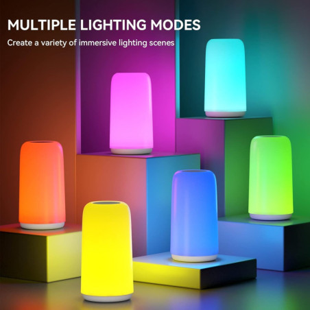 Touch Bedside Table Lamp - RGB, 3-Way Dimmable LED Nightstand Light