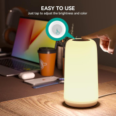 Lampe de Chevet Tactile RGB, Design Élégant, LED Dimable