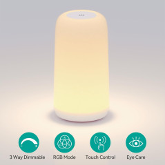 Touch Bedside Table Lamp - RGB, 3-Way Dimmable LED Nightstand Light