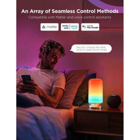 Govee RGBIC Smart Table Lamp 2 - Touch, Alexa & Matter Compatible, 64 Scene Modes, Color Changing LED Bedside Light