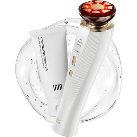 INIA Appareil de Thérapie par Lumière Rouge 3-en-1 pour Visage et Cou, Anti-Poches et Raffermissant (Blanc)