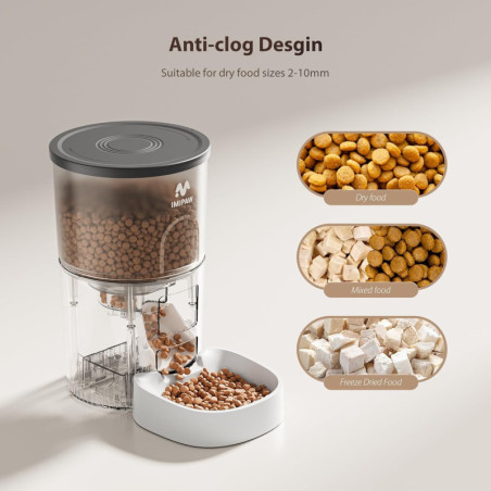 IMIPAW 3L Automatic Cat Feeder, Timed Dry Food Dispenser, Programmable Portions, Dual Power Supply