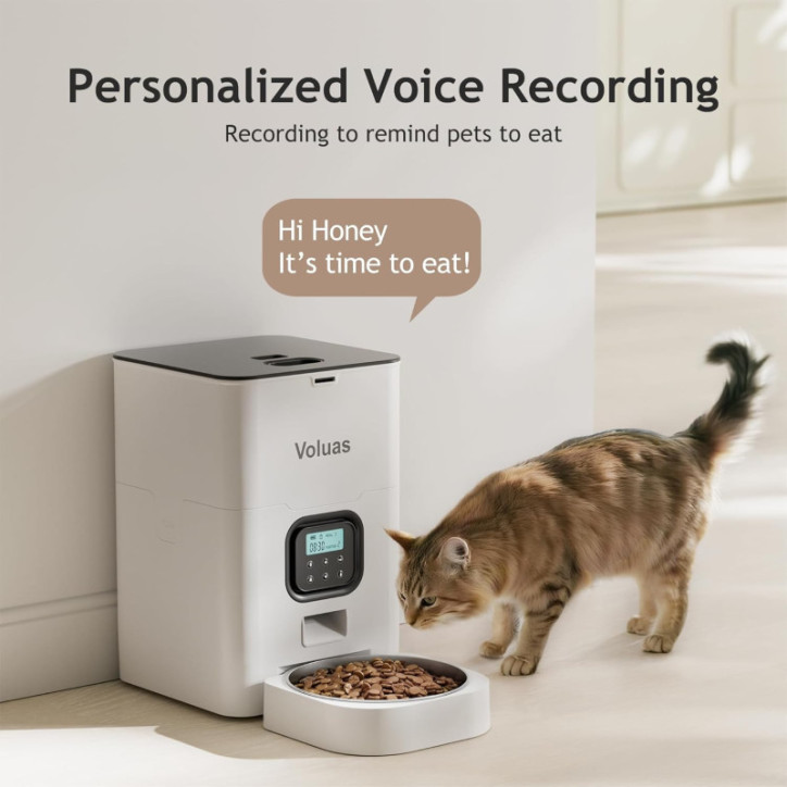 VOLUAS Automatic Cat & Dog Feeder with Dry Food Dispenser, 4 Meals, Portion Control & 10s Voice Recorder VOLUAS Automatic Cat & Dog Feeder with Dry Food Dispenser, 4 Meals, Portion Control & 10s Voice Recorder