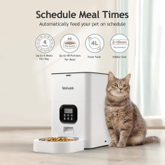 VOLUAS Automatic Cat & Dog Feeder with Dry Food Dispenser, 4 Meals, Portion Control & 10s Voice Recorder