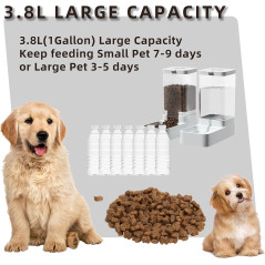 Gravity Pet Feeder & Water Dispenser Set - 3.8L Automatic Feeder for Pets