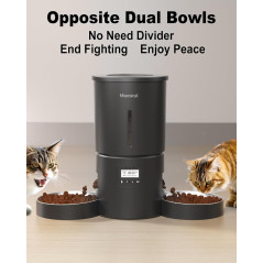 Distributeur Automatique Chat Double 6 Repas Jour 4.2L Noir
