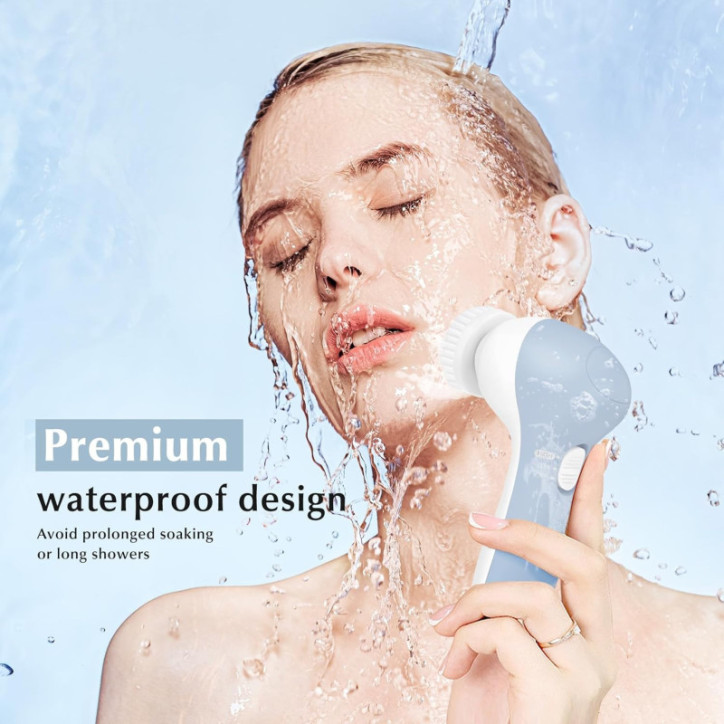 COSLUS 2-in-1 Facial Cleansing Brush & Silicone Scrubber: Waterproof Electric Exfoliating Massage Device