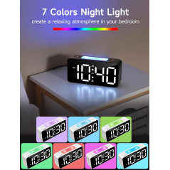 Réveil Cadmos Super Loud pour Adultes et Enfants, Veilleuse RGB