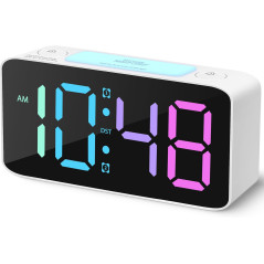 Cadmos Réveil Super Fort pour Adultes et Enfants avec Lumière Nocturne 7 Couleurs, Volume Réglable, Charge USB