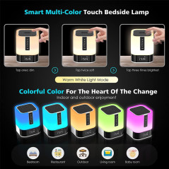 Night Light Bluetooth Speaker - 5-in-1 Touch Control Bedside Lamp Gift