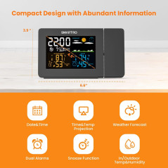 SMARTRO SC91 Projection Alarm Clock with Weather Station & Thermometer