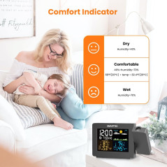 SMARTRO SC91 Projection Alarm Clock with Weather Station & Thermometer
