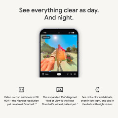 Google Nest Doorbell 3rd Gen Wired – 2K Video, Night Vision, 2025 Model