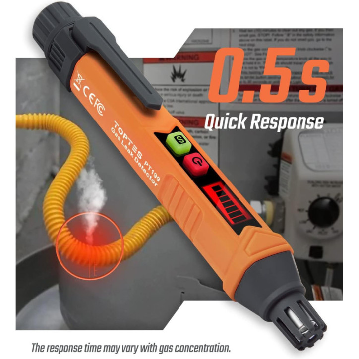 Détecteur de Fuites de Gaz Naturel PT199 avec Alarme Sonore et Visuelle, Portatif, Orange (2 Piles Incluses) Détecteur de Fuites de Gaz Naturel PT199 avec Alarme Sonore et Visuelle, Portatif, Orange (2 Piles Incluses)