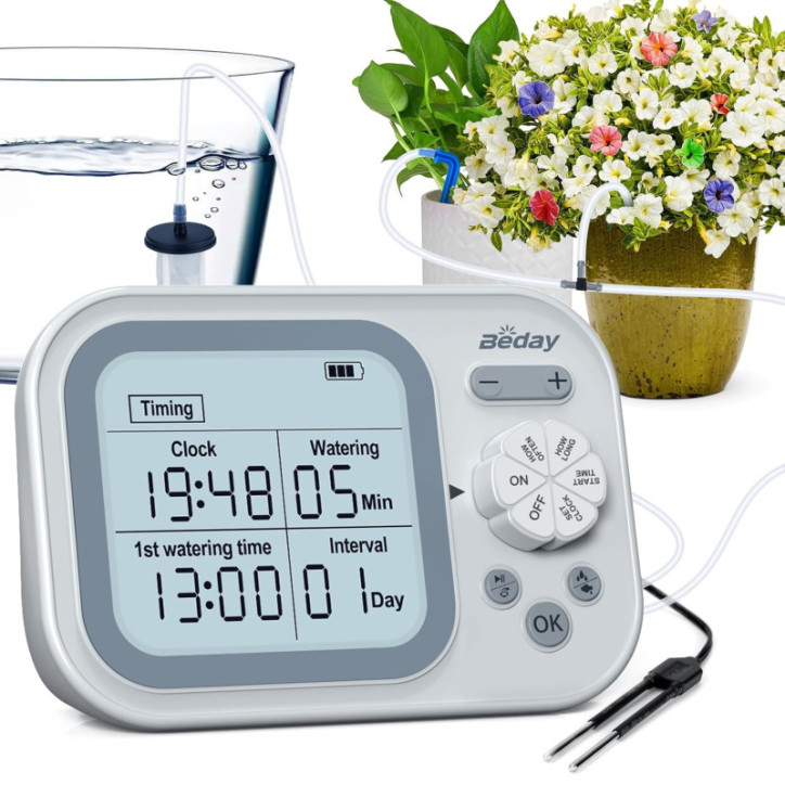 Système d'arrosage automatique intérieur pour 15 plantes en pot avec minuterie programmable et détection d'humidité Système d'arrosage automatique intérieur pour 15 plantes en pot avec minuterie programmable et détection d'humidité