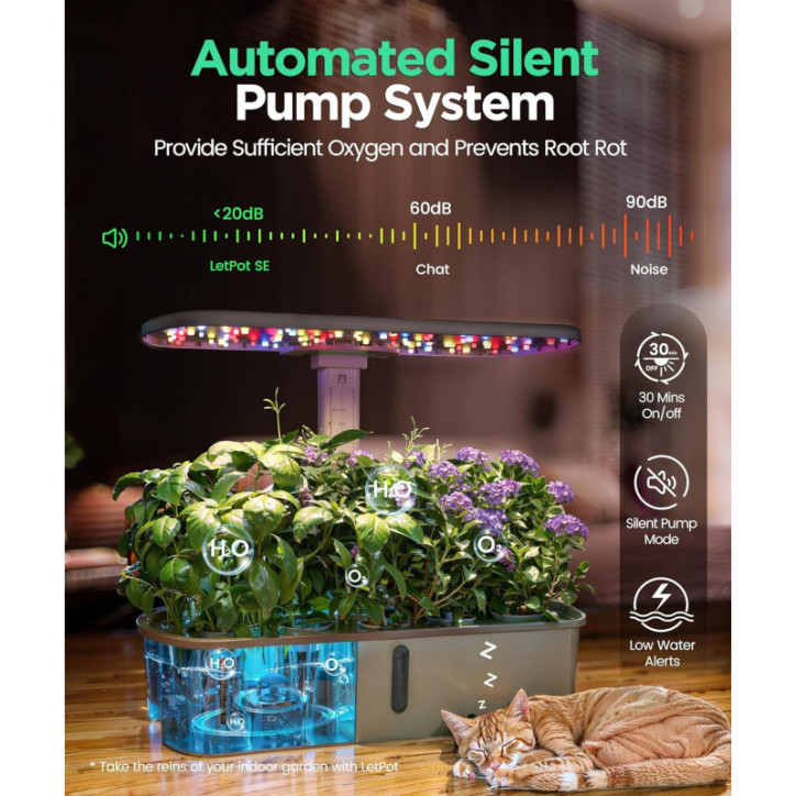 LetPot LPH-Air Smart Hydroponic Garden Kit, WiFi & APP Controlled, 24W Full Spectrum Light, 10-Pod Indoor Planter LetPot LPH-Air Smart Hydroponic Garden Kit, WiFi & APP Controlled, 24W Full Spectrum Light, 10-Pod Indoor Planter