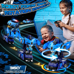 Voiture Télécommandée Robot Transformable 360°, LED, Cadeau