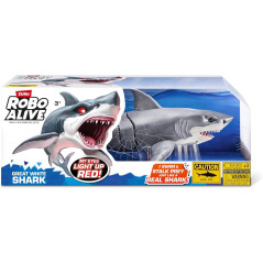 Robo Alive Great White Shark Série 1 par Zuru, Requin Robotisé Lumineux à Piles, Jouet Piscine & Bain