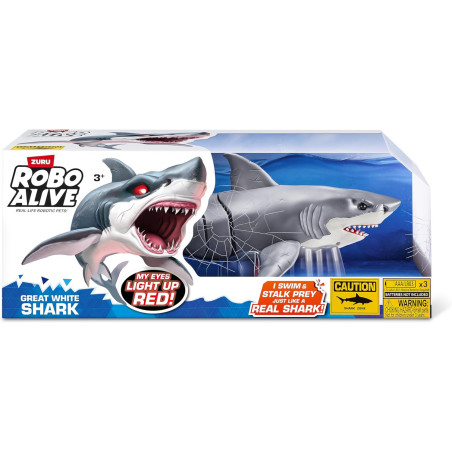 Robo Alive Great White Shark Series 1 by Zuru – Battery-Powered Light-Up Robotic Pool & Bath Toy