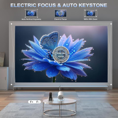 Mini Portable 4K WiFi 6 BT 5.2 Projector Full HD, Auto Keystone, 180° Rotation, Built-in App, for Phone/PC/TV/PS5