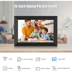 10.1 WiFi Digital Picture Frame, 1280x800 IPS Touch Screen, Auto-Rotate, Remote Photo & Video Sharing App