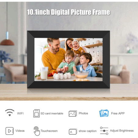 10.1 WiFi Digital Picture Frame, 1280x800 IPS Touch Screen, Auto-Rotate, Remote Photo & Video Sharing App