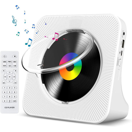Gueray Portable Bluetooth CD Player with HiFi Speakers, LCD Display, Timer, FM Radio & USB Type-C