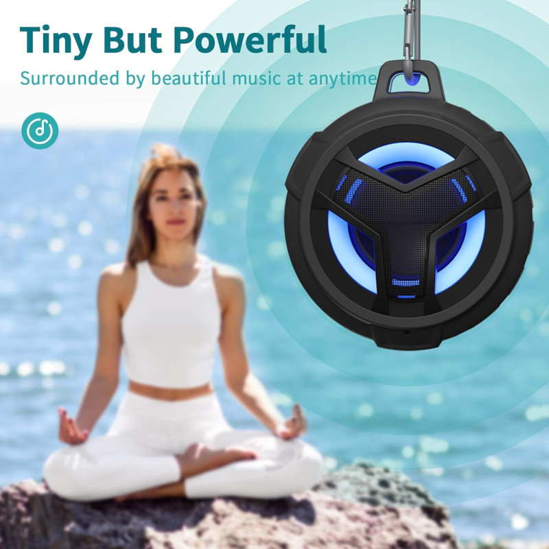 EBODA Waterproof Bluetooth Shower Speaker with LED Light & True Wireless