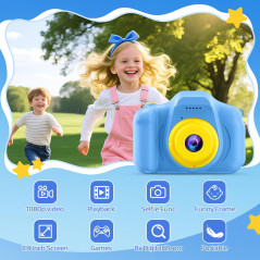 Caméra Enfants HD Cadeau Noël Anniversaire 3-9 Ans Bleu