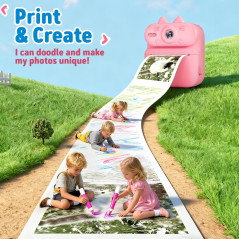 Gleeglee Kids Instant Print Camera 1080P - Pink Cat Toy Gift