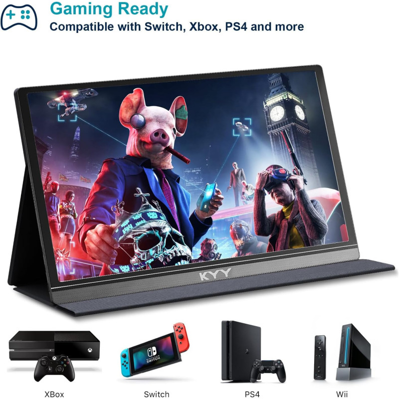 KYY Écran Portable 15,6 FHD HDR USB-C HDMI Gaming PC Mac