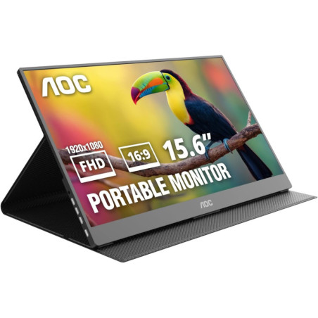 AOC 16T20 15.6 FHD Portable Monitor USB-C Mini HDMI IPS Display with Speakers & Smart Cover for Laptop, PS5, Xbox