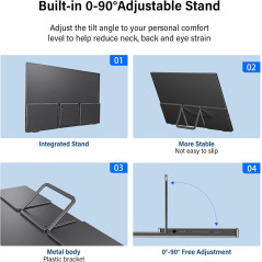 InnoView 15.6 Portable Monitor 1080P with Adjustable Stand & Sleeve
