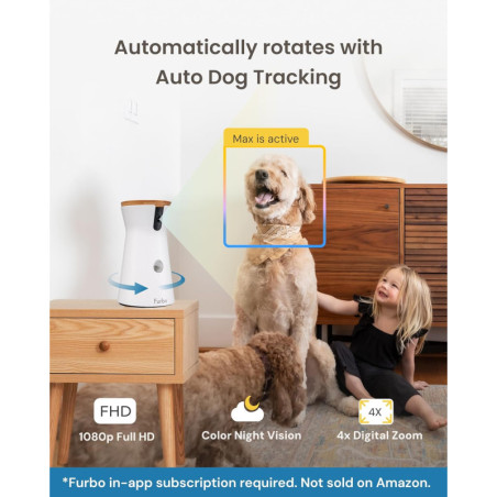 Furbo 360° Dog Camera with Treat Dispenser, 2-Way Audio & Safety Alerts - Requires 3mo Subscription
