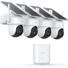 aosu 4-Cam Outdoor Wireless Security Camera System, Solar-Powered, 360° Pan & Tilt, 2K Night Vision, No Subscription
