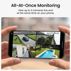 AOSU Wireless Outdoor Security Cameras 4-Pack, Solar, 2K Night Vision
