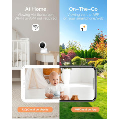 ARENTI Baby Monitor D3 Set - 2x 3MP 2K WiFi 6 Cameras, 5 Screen, Night Vision, Cry Detection, Auto Tracking