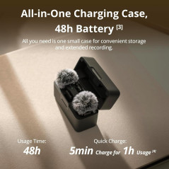 DJI Mic Mini : Micro Sans Fil Ultra Léger 48h, Anti-Bruit