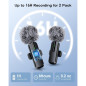 Wireless Mini Lavalier Microphones 2-Pack for iPhone, iPad, Android - Bluetooth Clip-on Lapel Mics with Noise Reduction for Reco Wireless Mini Lavalier Microphones 2-Pack for iPhone, iPad, Android - Bluetooth Clip-on Lapel Mics with Noise Reduction for Reco