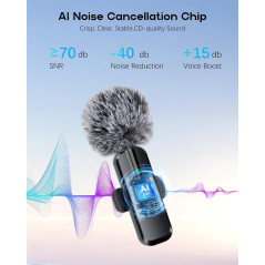 Microphone Sans Fil Mini Bluetooth 2 en 1 pour iPhone & Android