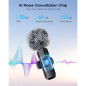 Microphone sans fil mini lavalier Bluetooth 2 en 1 pour iPhone, iPad, Android - 2 pièces, réduction de bruit Microphone sans fil mini lavalier Bluetooth 2 en 1 pour iPhone, iPad, Android - 2 pièces, réduction de bruit