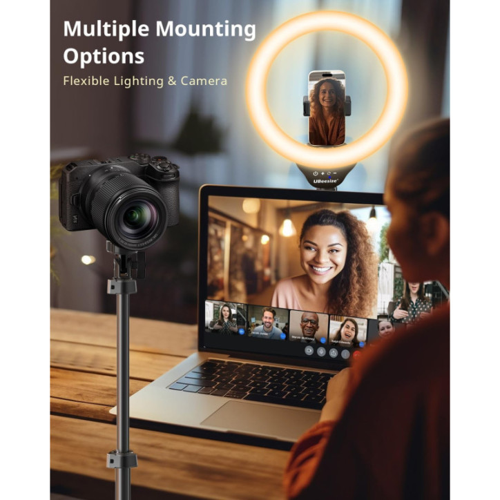 UBeesize 12 Selfie Ring Light with 62 Tripod Stand for Video, Live Streaming, Compatible with Phones & Cameras UBeesize 12 Selfie Ring Light with 62 Tripod Stand for Video, Live Streaming, Compatible with Phones & Cameras