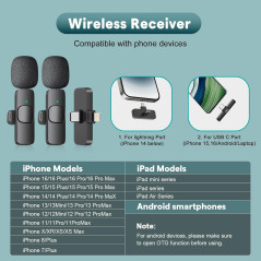 MAYBESTA Wireless Bluetooth Lavalier Microphone for iPhone & Android - Clip-on Mini Mic for YouTube & Podcast