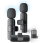 2 Pack Wireless Lavalier Microphones for iPhone, Android – Noise-Reduction Lapel Mics for Video, Podcast, Vlog