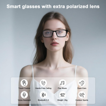 Smart Waterproof Bluetooth Glasses with Voice Assistant, Polarized Lenses & Open-Ear Speaker for Men & Women
