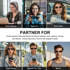 Smart Bluetooth Color-Changing Glasses with Mic, Speakers & Polarized Lenses