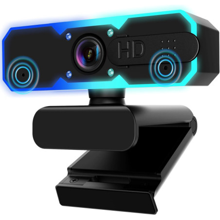 NBPOWER 1080P 60FPS Streaming Webcam with Microphone, RGB Fill Light, Autofocus - Compatible with Laptop/Desktop PC/Mac