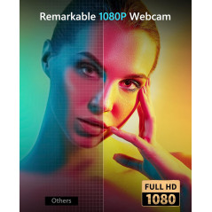 NBPOWER 1080P 60FPS Webcam with Mic, Autofocus & RGB Light for PC/Mac
